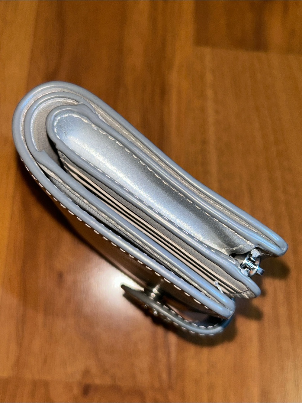 Coach Silver Metallic Medium Corner Zip Wallet - Picture 7 of 12